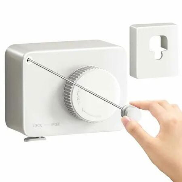 Retractable Clothesline Indoor Outdoor Wall Mounted Clothes Line Retracting Heavy Duty Clothes Drying Laundry Line Stainless Steel Line Color White