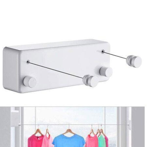 Retractable Clothesline Indoor Retractable Double Lines Double Line (Drill) (White T)