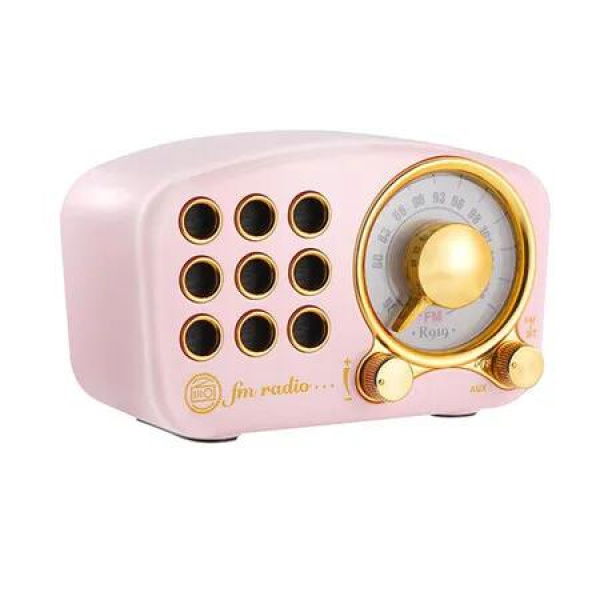 Retro Bluetooth Speaker, Vintage FM Radio with Old Fashioned Classic Style, Loud Volume, Bluetooth 5.0 Wireless Connection, Pink
