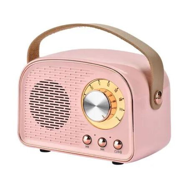 Retro Bluetooth Speakers, Wireless Vintage Speaker, Outdoors Wireless Portable Bluetooth Speaker Supports TF Card AUX for Home (Pink)