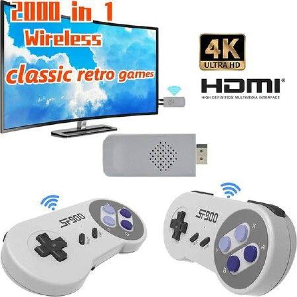 Retro Classic Game Console Video Game System Built-in 926 NES Games With Dual 2.4G Wireless Controllers 16 Bit 4K HDMI Output.