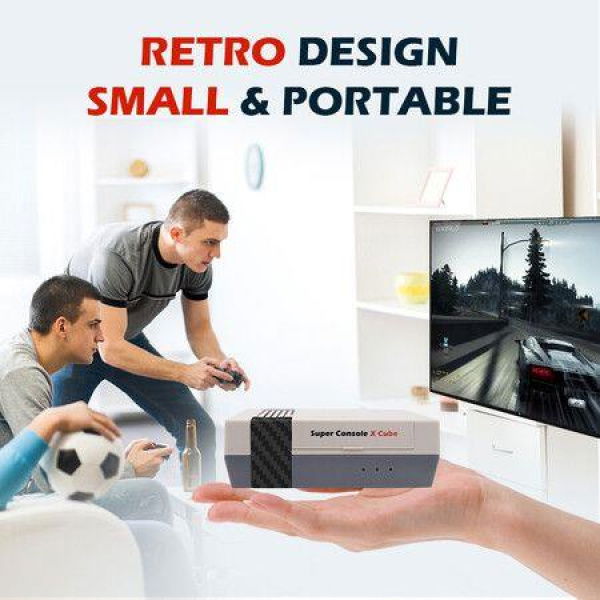 Retro Console X Cube Built-in 40000+ Games TV & Game Game Consoles Support 4K TV 1080P HD Output 4 USB Port LAN/WiFi With 2 Wireless Controllers (128GB)