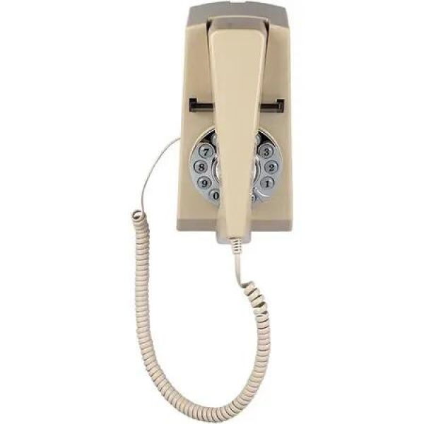 Retro Corded Wall Phone, Vintage Landline Wall Telephone, Old Fahsion Wall Mounted Rotary Dial Phone for Home Office Hotel School (Beige)