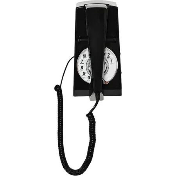 Retro Corded Wall Phone, Vintage Landline Wall Telephone, Old Fahsion Wall Mounted Rotary Dial Phone for Home Office Hotel School (Black)