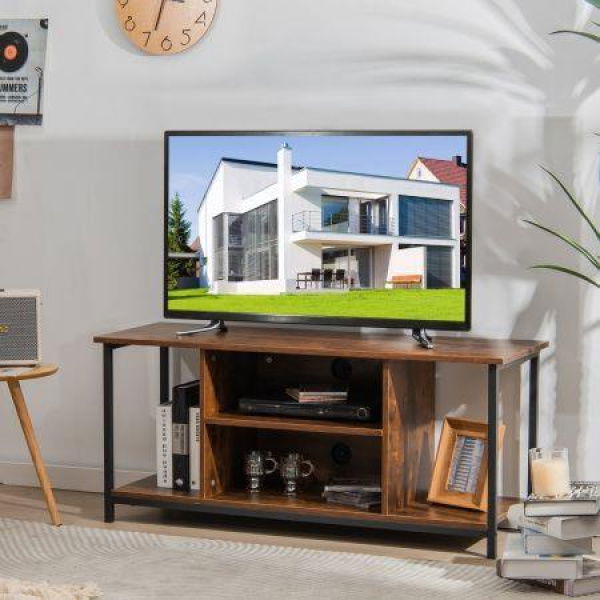 Retro Entertainment Center With Adjustable Shelf And 2 Cable Management Holes