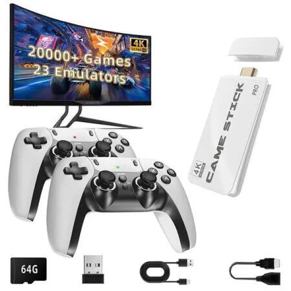 Retro Game Console 64GB 4K HDMI 20000 Games 23 Emulators Dual 2.4G Wireless Controllers Classic Gaming Nostalgia Stick