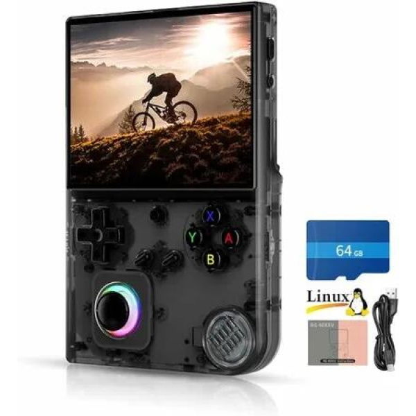 Retro Handheld Game Console 4 inch IPS Screen Joystick RGB Lighting Linux 64-bit System Video Gaming Console Supports 5G WiFi Bluetooth Color Black