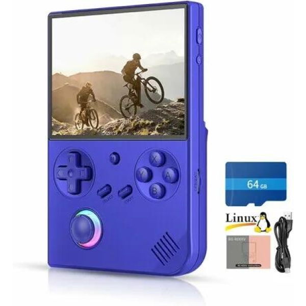 Retro Handheld Game Console 4 inch IPS Screen Joystick RGB Lighting Linux 64-bit System Video Gaming Console Supports 5G WiFi Bluetooth Color Blue