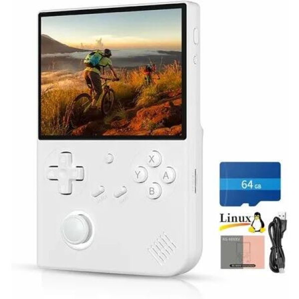 Retro Handheld Game Console 4 inch IPS Screen Joystick RGB Lighting Linux 64-bit System Video Gaming Console Supports 5G WiFi Bluetooth Color White