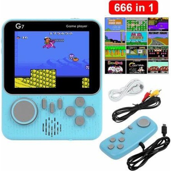 Retro Handheld Game Console,Portable Video Game Consoles with 666 Classic Games for 2 Playersï¼ˆBlueï¼‰