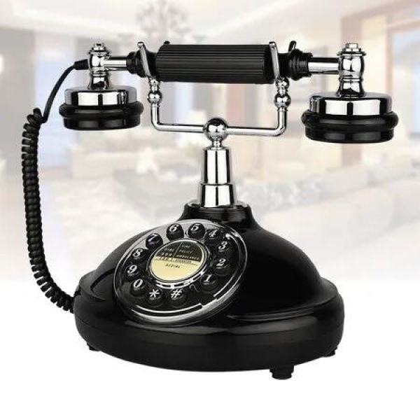 Retro Landline Phone, Corded Black Classic Vintage Phone, Old Fashion Telephone Set for Home Office Hotel, Wired Antique Telephone Gift for Seniors