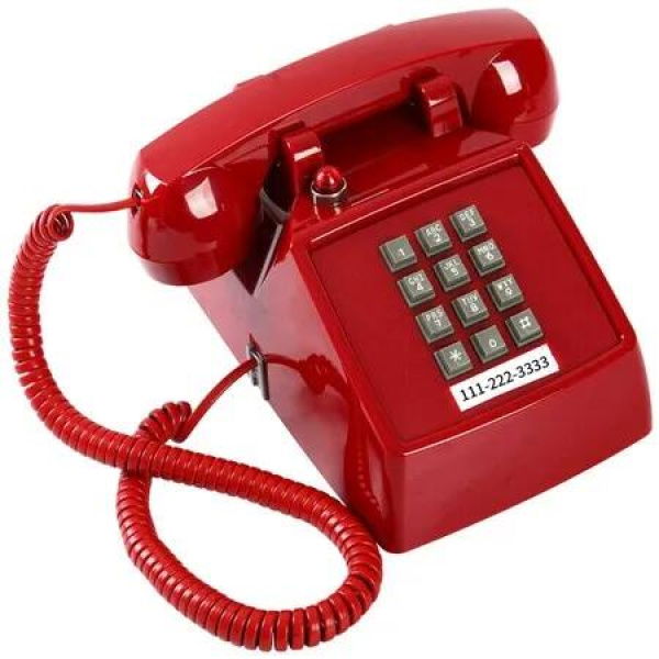 Retro Landline Phone Traditional Red Corded Message Indicator Classic 2500 Analog Desk Vintage Large Button School Home Old Style Gift