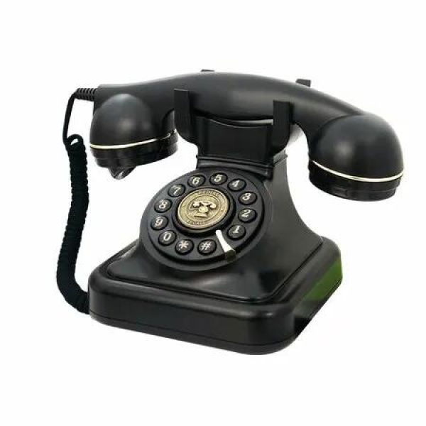 Retro Landline Telephone Classic Rotary Design Old Fashioned Corded Desk Phone for Home and Office