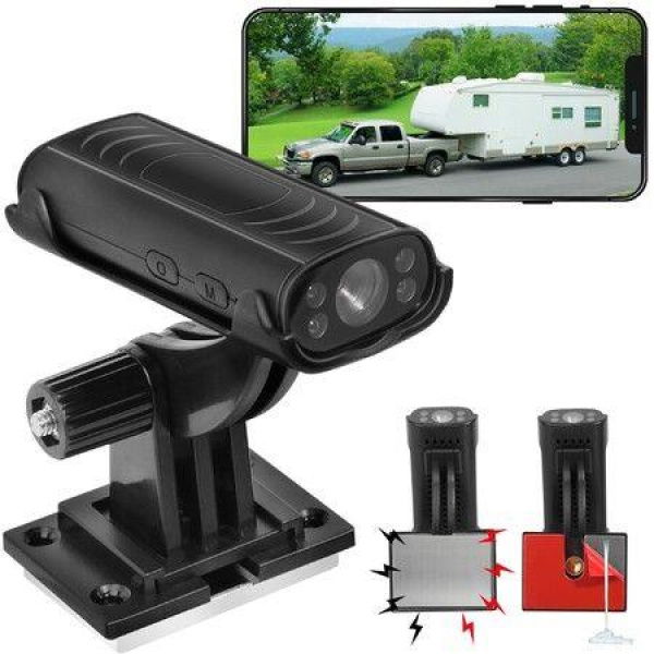 Reverse Hitch Guide For RV With Built-in Battery 2K Waterproof Night Vision Rear View Camera With Magnetic And Adhesive Mount Camera For Car RV Truck And Trailer Camper (2K Black)