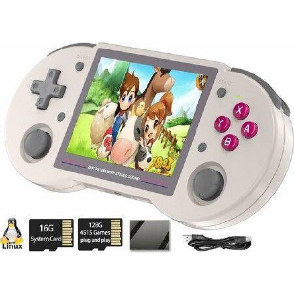 RG353PS (Gray) Retro Handheld Game Console,Single Linux System RK3566 Chip 3.5 Inch IPS Screen 128G TF Card Preinstalled 4519 Gamesï¼ŒChristmas Gift