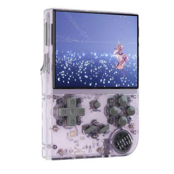 RG350X Dual OS Retro Handheld Game Console Linux Garlic 3.5 Inches IPS Screen Pocket Video Game Console Plug And Play Games With Storage Bag (Transparent Violet)