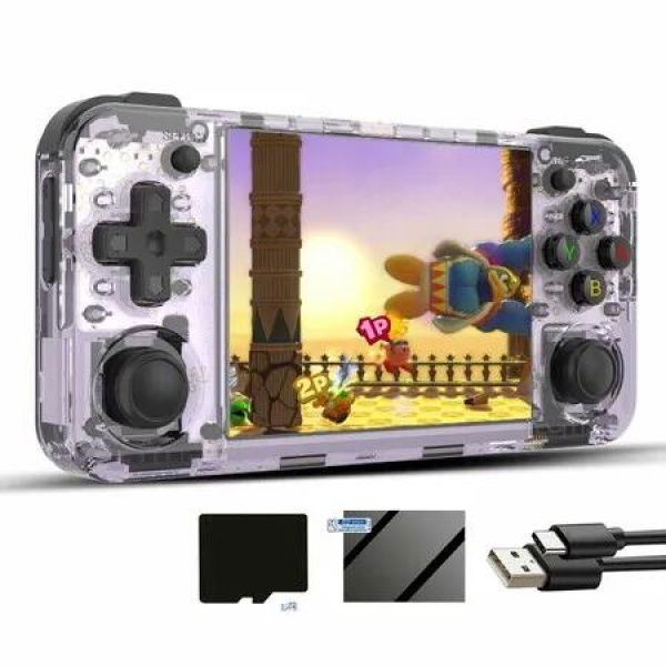 RG35XX H Retro Handheld Game Console,3.5 Inch IPS Screen Linux System Built-In 64G TF Card 5017 Games Support HDMI TV Output 5G WiFi Bluetooth (Transparent Purple)