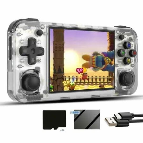 RG35XX H Retro Handheld Game Console,3.5 Inch IPS Screen Linux System Built-In 64G TF Card 5017 Games Support HDMI TV Output 5G WiFi Bluetooth (Transparent White)