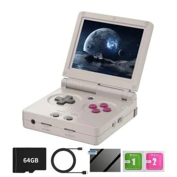 RG35XXSP Retro Clamshell Games Consoles Built-in 64G TF Card 5000+ Games Portable Style Flip Hand Held Game Video Consoles Linux System Gray