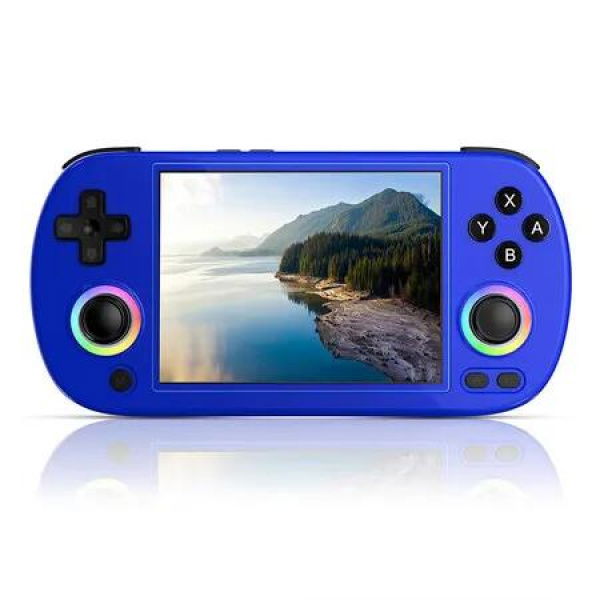 RG40XX H Retro Game Console, 4.0 Inch IPS Screen with 16 Colors RGB Colorful Light Control Joystick, Built-in 64GB, Support TV Output Game Console (Blue)