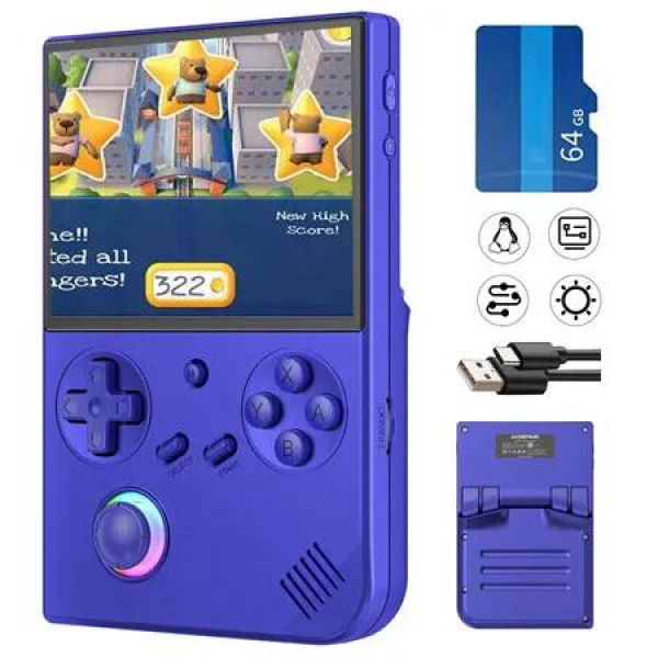 RG40XX V Handheld Game Console 4.0In Screen with 64G TF Card Pre-Installed 5223 Games Supports 5G WiFi Bluetooth Online Fighting,Streaming and HDMI Retro Emulator (Blue)