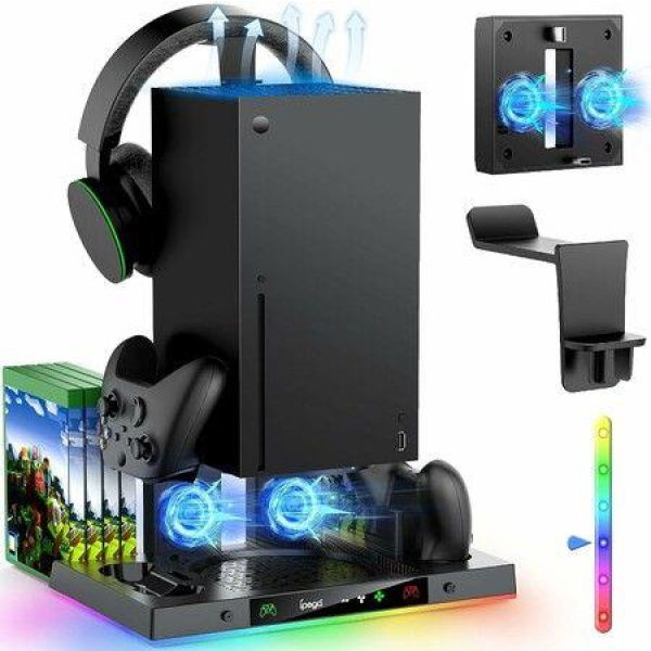 RGB Cooling Fan Charging Station With Dual Charger Dock And Cooler System Stand For Xbox Series X