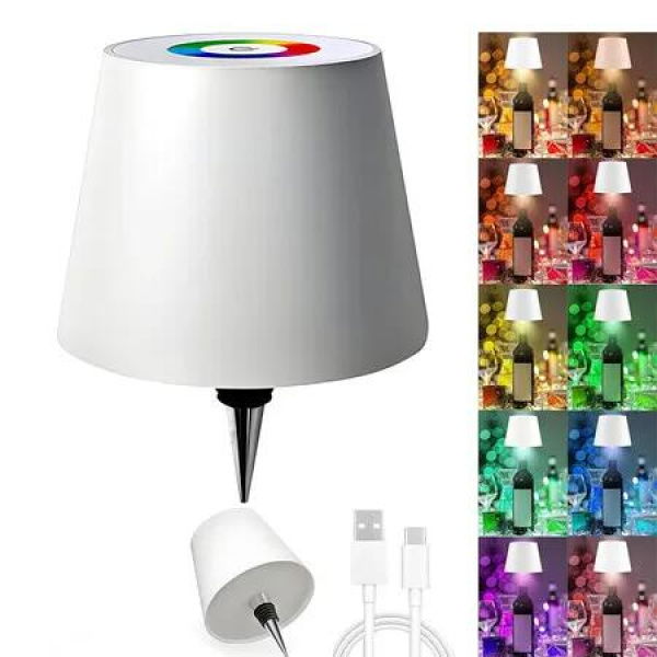 RGB Wireless Bottle Lampï¼ŒWine Bottle Lights, 16 Million Colors Stepless Dimming Bottle Lamp Shade, for Decorating Living Rooms, Parties, Bars, White