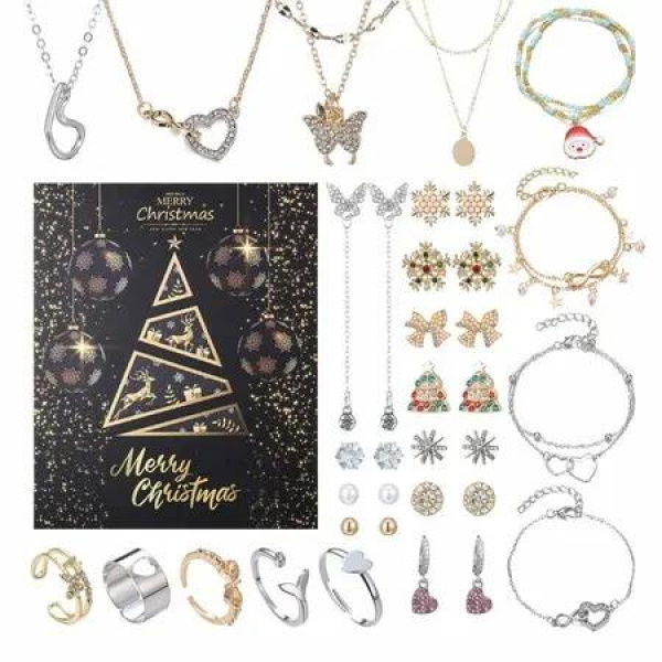 Rings Earring Christmas Countdown 24 Days Jewellery Christmas Countdown Calendar With Necklace Rings And Earrings,Xmas Countdown Advent