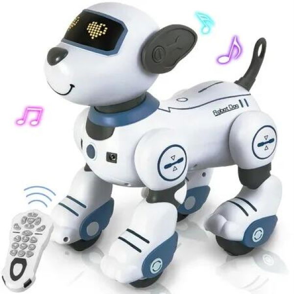 Robot Dog Electronic RC Pets Interactive Smart Kids Gift Programmable Dancing Walking Voice Control Entertainment Learning Blue Ages 3+