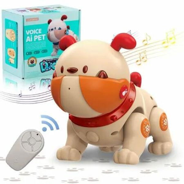 Robot Dog Pets Toy Remote Control Robot Dog Toy with Touch Interaction, Recordable, Soothing Music Mode, LED Light(Orange)