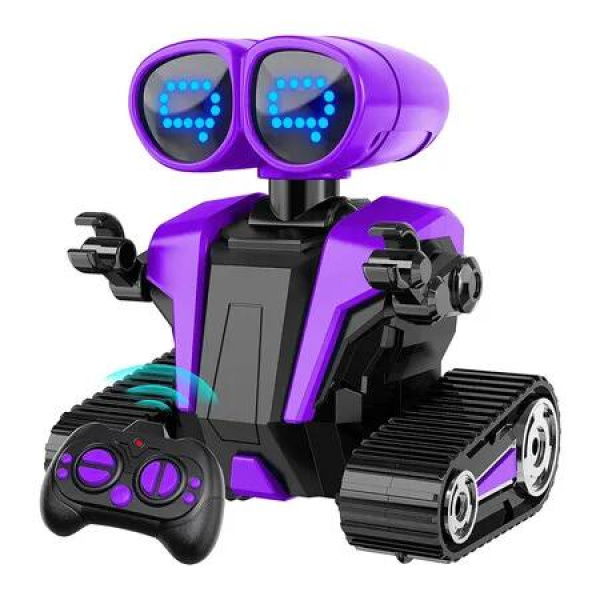 Robot Toys for Boys Girls with Auto-Demonstration, Remote Control Rechargeable Emo Robot with LED, Ideal Birthday Gift for Kids (Purple)