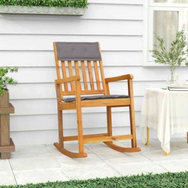 Rocking Chair With Cushions Solid Wood Acacia