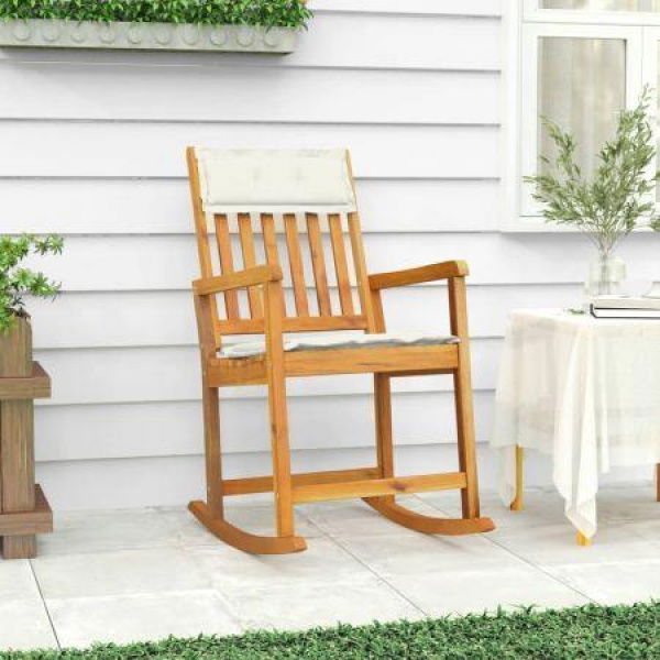 Rocking Chair With Cushions Solid Wood Acacia