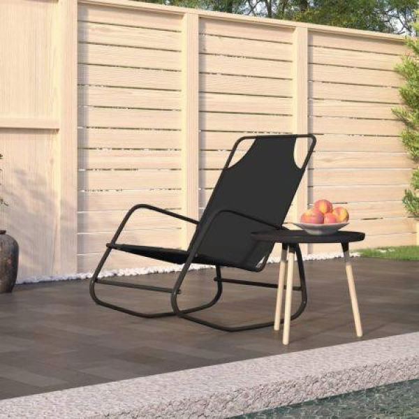 Rocking Sun Lounger Black Steel And Textilene