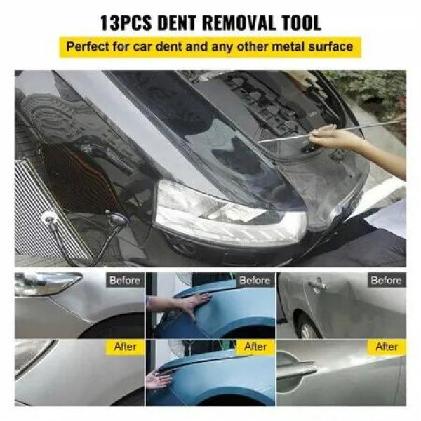 Rods Dent Puller Stainless Steel Paintless Repair Kits Hail Removal 13 PCS