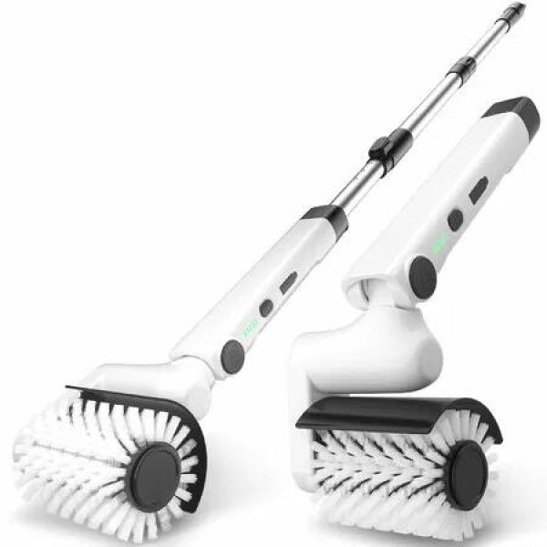 Roller Electric Spin Scrubber 2-Speed Waterproof Cordless Power Cleaning Brush 4 Multi-Purpose Brush Heads Telescopic Pole for Deep Floor,Bathroom