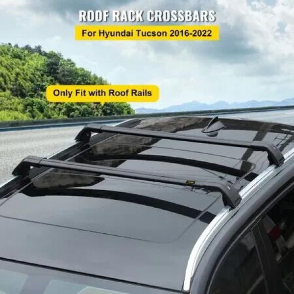 Roof Rack Cross Bars for Hyundai Tucson 2016 2017 2018 2019 2021, 330LBS Capacity Aluminum Roof Rails Crossbars Replacement, Heavy Duty Cross Bars Cargo Carrier, Black