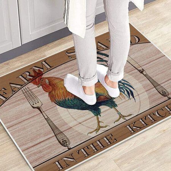 Rooster Kitchen Rugs Set Non-Slip Washable Kitchen Floor Rug And Mat Rooster Chicken Theme Kitchen Mat For Farmhouse Style Floor Decor 43*120cm.
