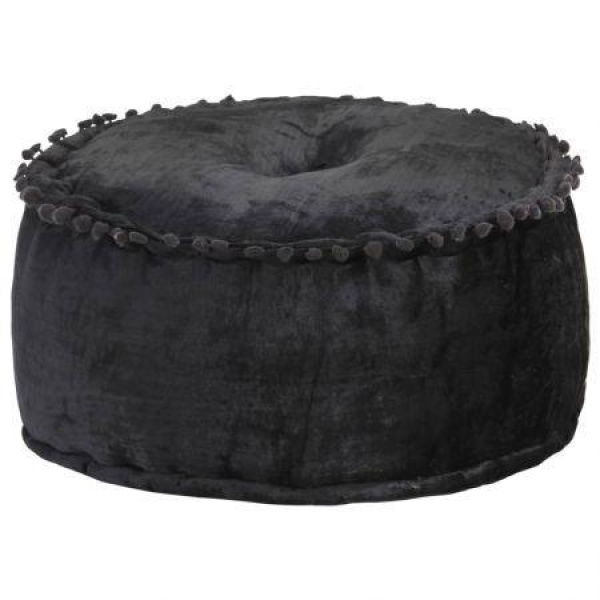 Round Pouffe Velvet 40x20 Cm Anthracite