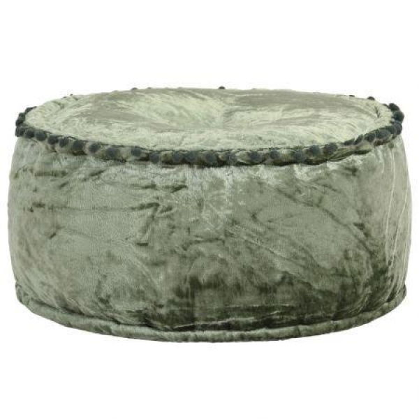 Round Pouffe Velvet 40x20 Cm Green