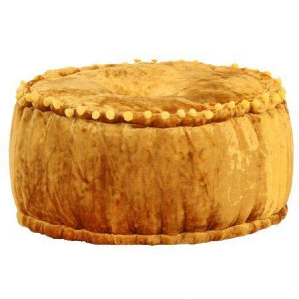 Round Pouffe Velvet 40x20 Cm Mustard