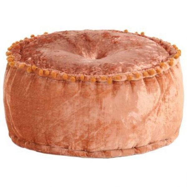 Round Pouffe Velvet 40x20 Cm Rust