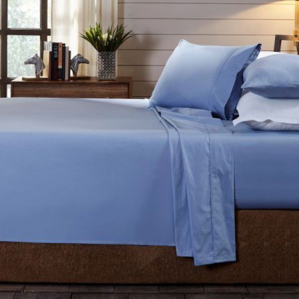 Royal Comfort - 250TC 100% Organic Cotton 4-Piece Sheet Set - King - Indigo