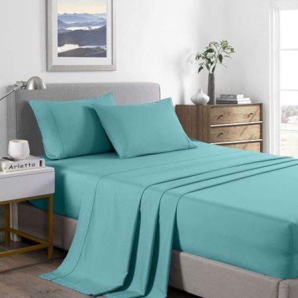 Royal Comfort Bamboo Cooling 2000TC Sheet Set - Single-Aqua