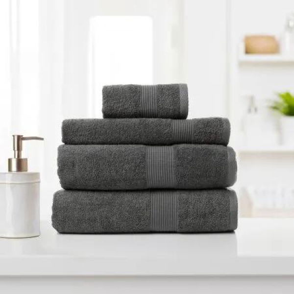 Royal Comfort Cotton Bamboo Towel 4pc Set - Granite