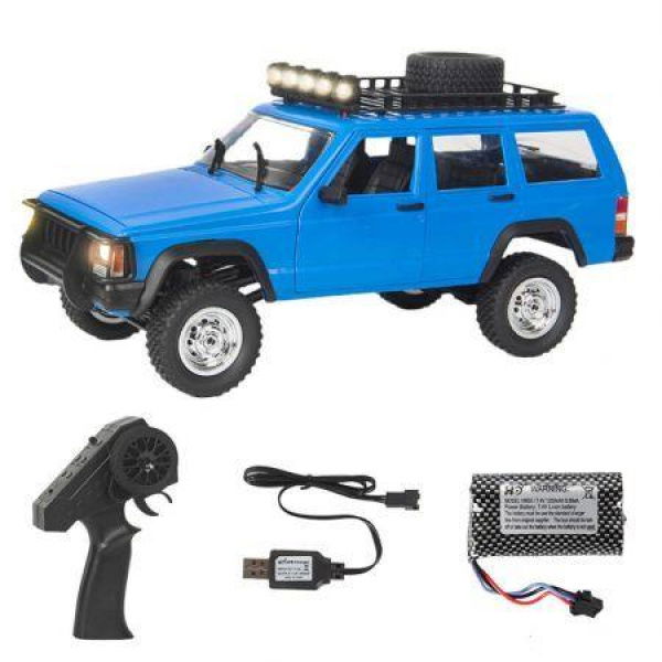 RTR 1/12 2.4G 4WD RC Car Rock Crawler LED Lights Off-Road Truck Full Proportional Vehicles Models Two Batteries Blue