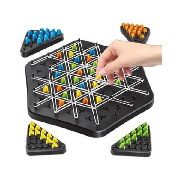 Rubber Band Triangle Chain Chess Children Logic Educational Toys Family Multiplayer Interactive Board Game, 2 to 4 Players