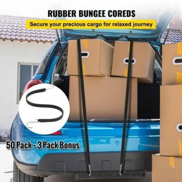 Rubber Bungee Cords 53 Pack55.34cmLong Weatherproof Natural Rubber Tie Down Straps with Crimped S Hooks Heavy Duty Outdoor Tarp Straps for Securing