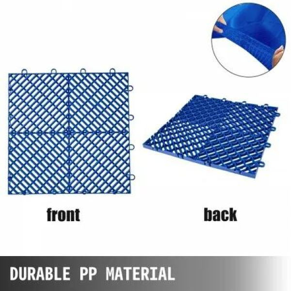 Rubber Tiles Interlocking 25 PCS Blue Drainage Tiles 12x12x0.5 Inches Deck Tiles Outdoor Floor Tiles Outdoor Interlocking Tiles Deck Flooring for Pool