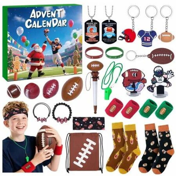 Rugby Advent Calendar 2025 Sport for Teen Boys Girls Teenagers Rugby Christmas Countdown Gifts Accessories and Decorations Stocking Stuffers